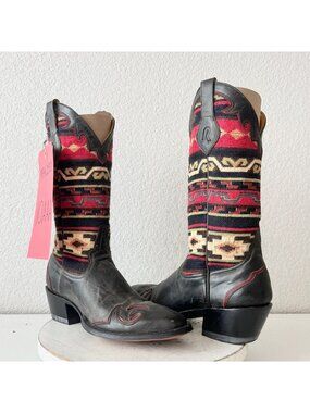Rod Patrick Womens Cowboy Boots 10AAA Black Navajo Blanket Western Cowgirl Tall